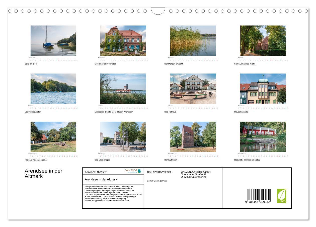 Bild: 9783457199930 | Arendsee in der Altmark (Wandkalender 2025 DIN A3 quer), CALVENDO...