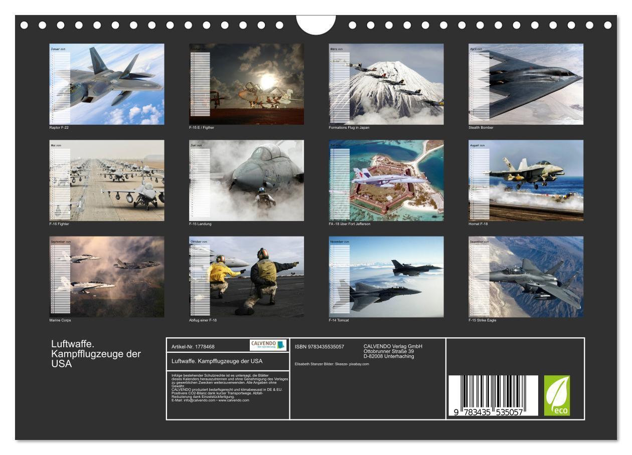 Bild: 9783435535057 | Luftwaffe. Kampfflugzeuge der USA (Wandkalender 2025 DIN A4 quer),...