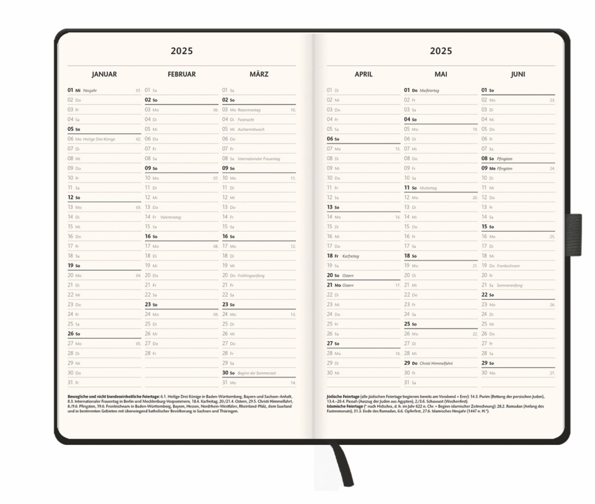 Bild: 9783756408122 | Kombitimer schwarz mittel 2025 | Kalender | 160 S. | Deutsch | 2025