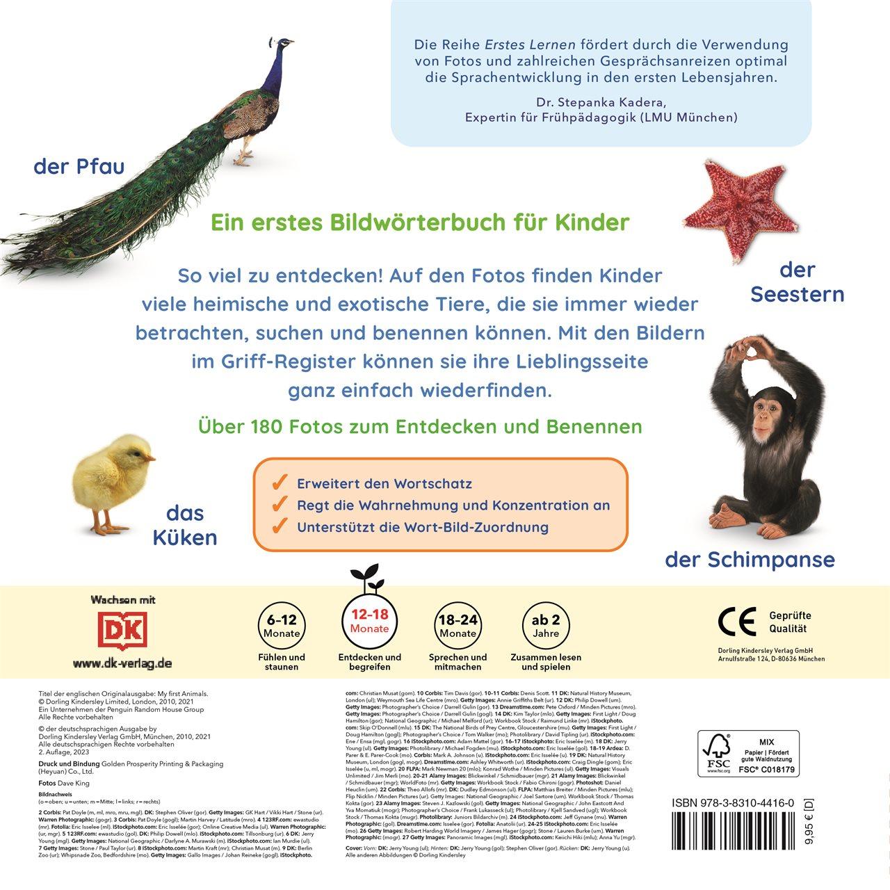 Rückseite: 9783831044160 | Erstes Lernen. Tiere | DK Verlag - Kids | Buch | Erstes Lernen | 28 S.