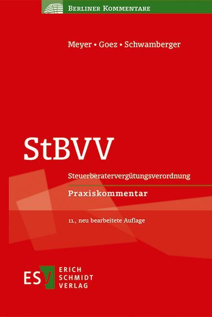 Cover: 9783503209361 | StBVV | Steuerberatervergütungsverordnung - - Praxiskommentar | Buch