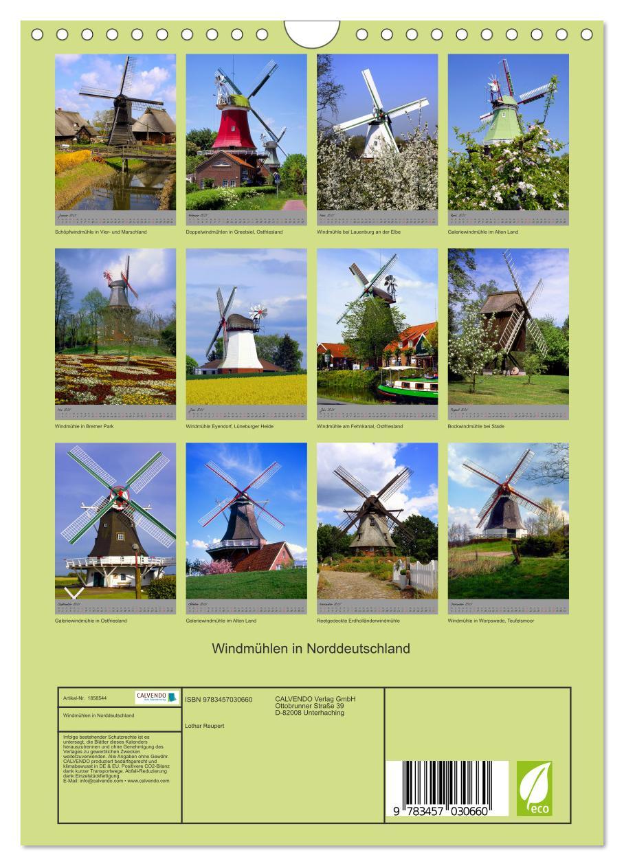 Bild: 9783457030660 | Windmühlen in Norddeutschland (Wandkalender 2025 DIN A4 hoch),...