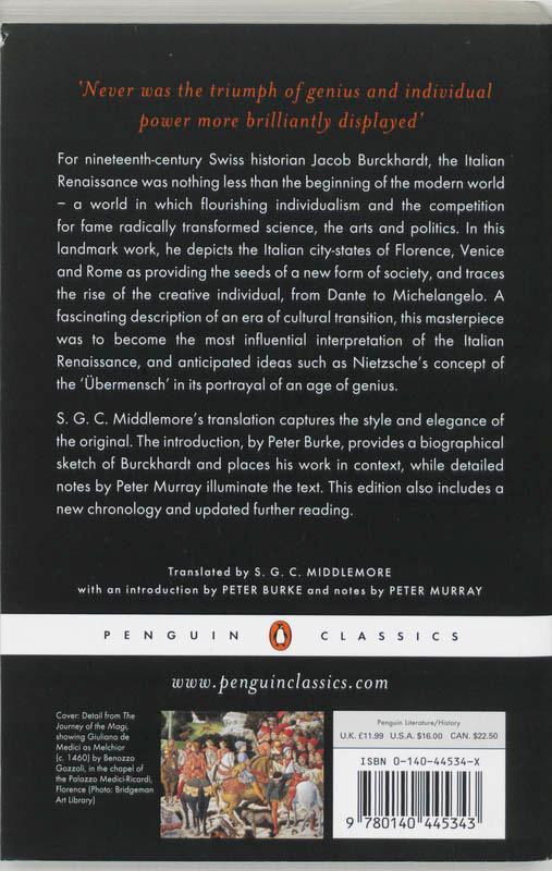 Rückseite: 9780140445343 | The Civilization of the Renaissance in Italy | Jacob Burckhardt | Buch