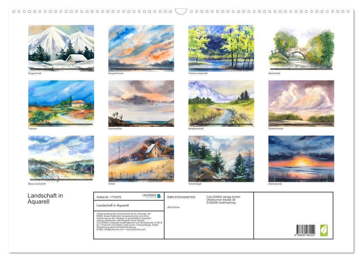 Bild: 9783435481552 | Landschaft in Aquarell (Wandkalender 2025 DIN A2 quer), CALVENDO...