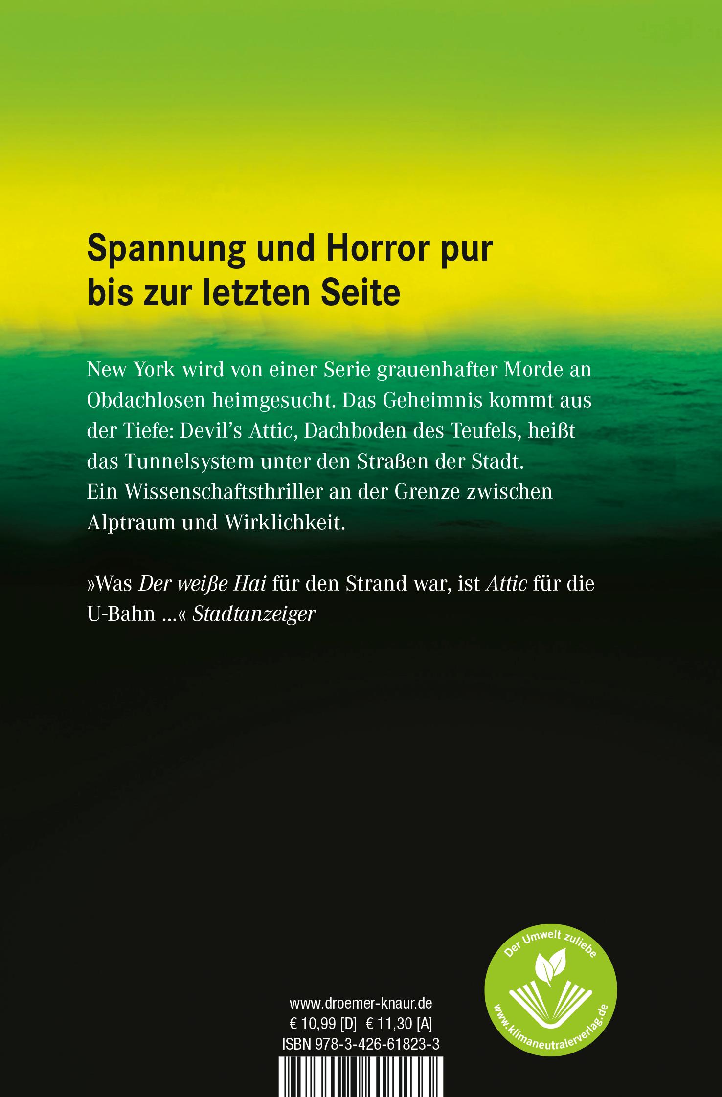 Rückseite: 9783426618233 | Attic | Douglas Preston (u. a.) | Taschenbuch | 560 S. | Deutsch