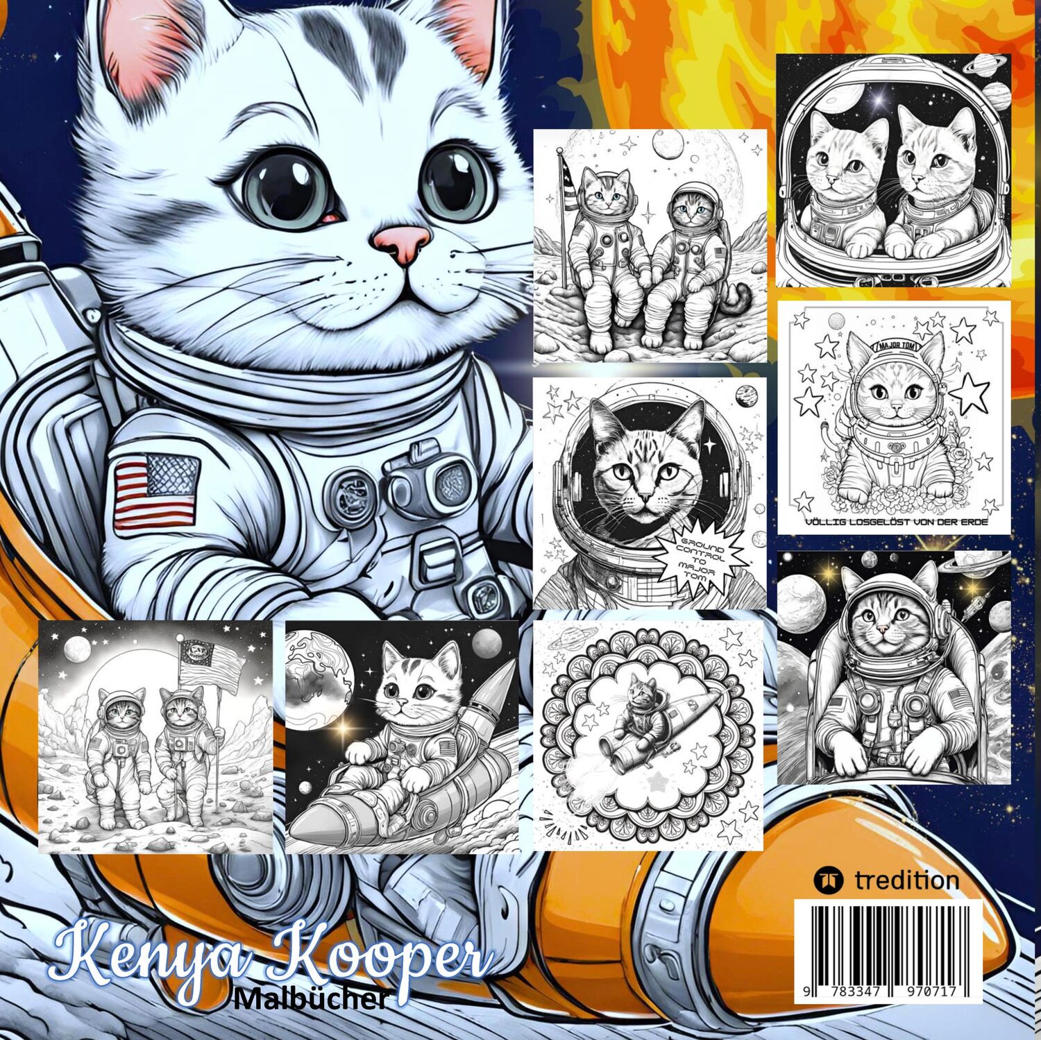 Rückseite: 9783347970717 | Katzen Malbuch - Space Cats Katzen im Weltraum Ausmalbuch für...