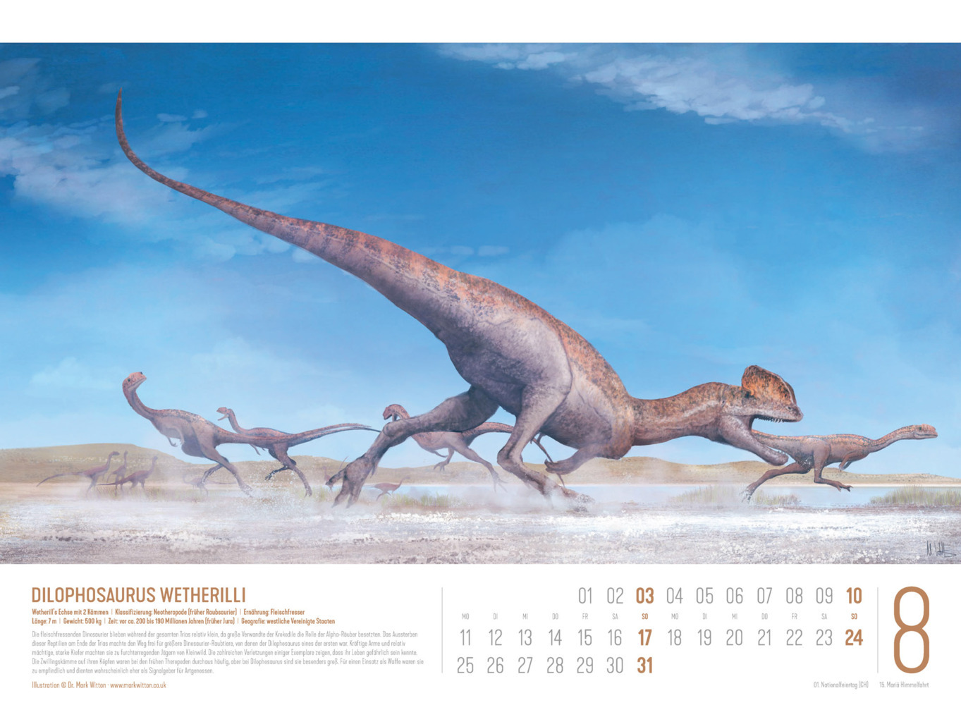 Bild: 9783838435237 | Dinosaurier Kalender 2025 | Dr. Mark Witton (u. a.) | Kalender | 14 S.