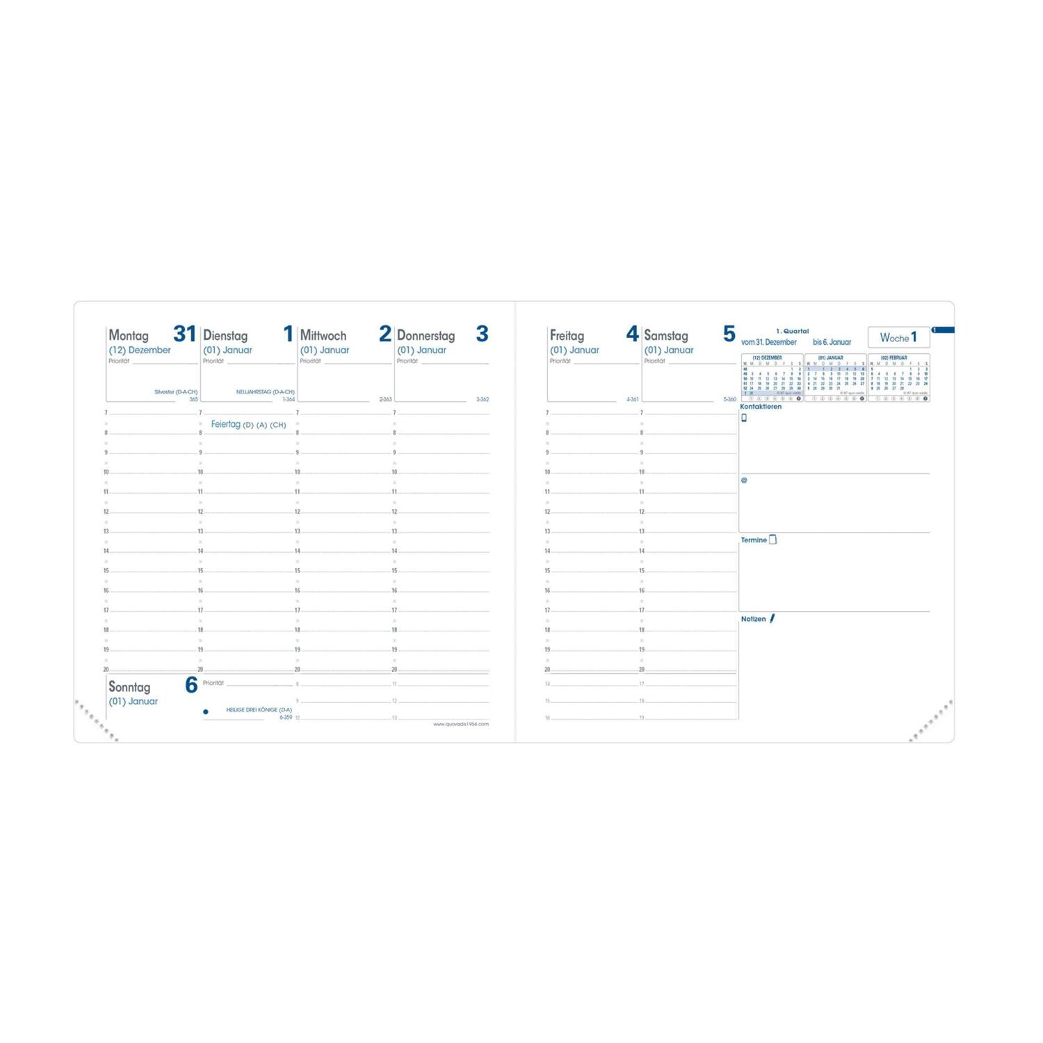 Bild: 3371010488957 | Executif Vz Soho bleu acier 2025 | Kalender im Schreibtischformat