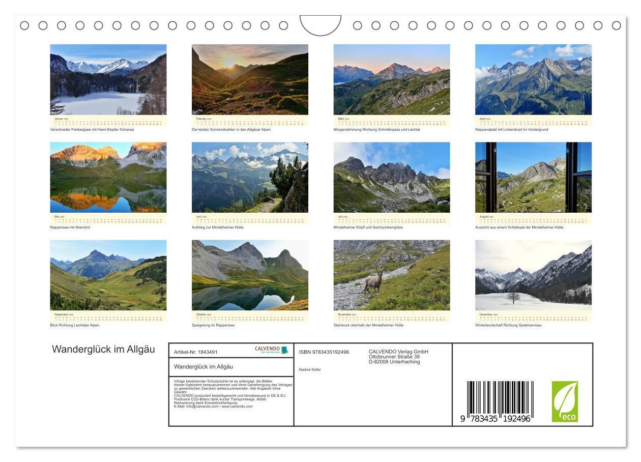 Bild: 9783435192496 | Wanderglück im Allgäu (Wandkalender 2025 DIN A4 quer), CALVENDO...