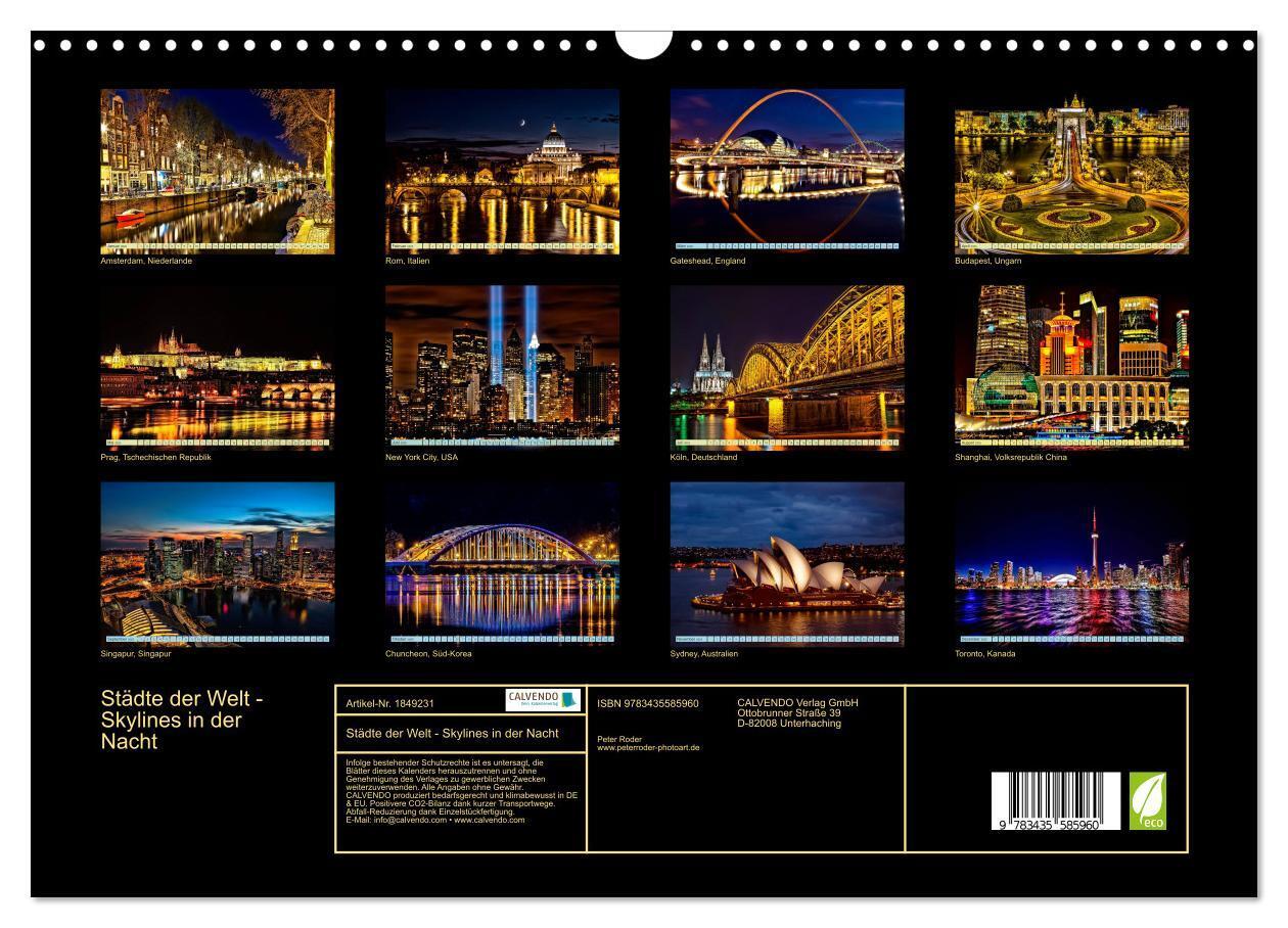 Bild: 9783435585960 | Städte der Welt - Skylines in der Nacht (Wandkalender 2025 DIN A3...