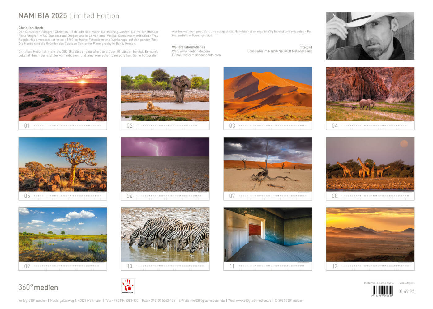 Bild: 9783968555546 | 360° Namibia Exklusivkalender 2025 | Christian Heeb | Kalender | 13 S.