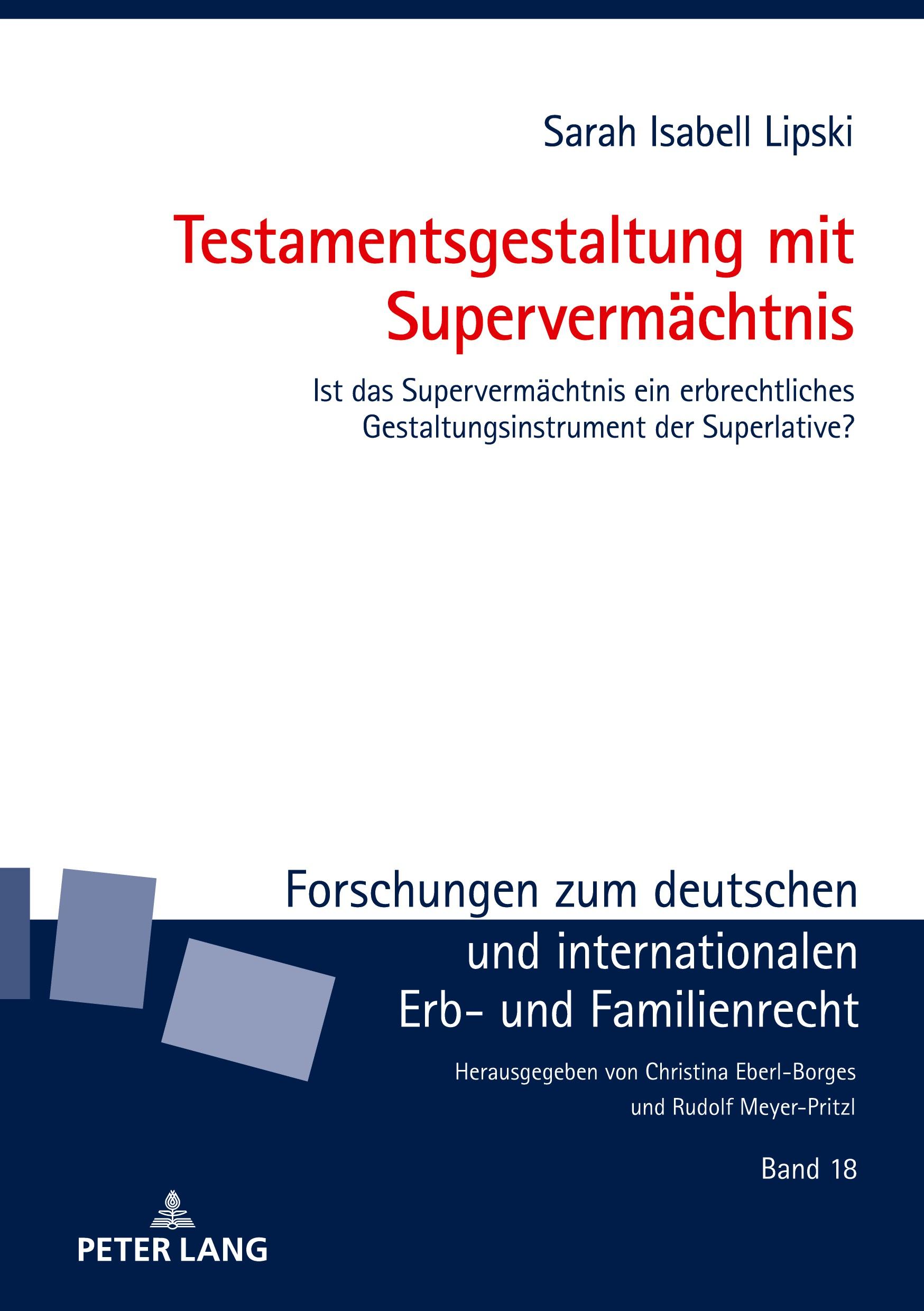 Cover: 9783631911761 | Testamentsgestaltung mit Supervermächtnis | Sarah Isabell Lipski