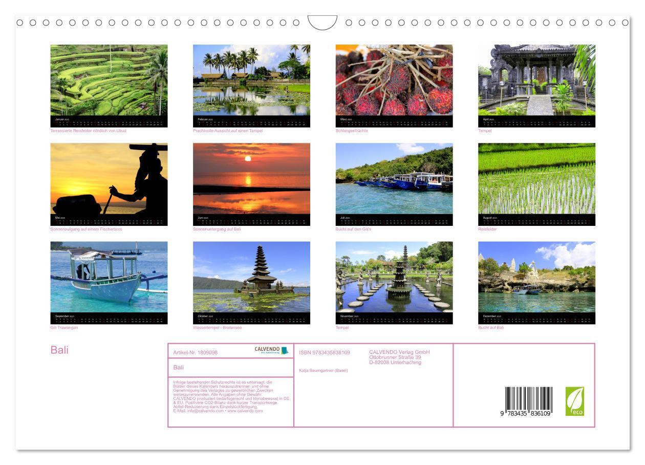 Bild: 9783435836109 | Bali (Wandkalender 2025 DIN A3 quer), CALVENDO Monatskalender | 2025