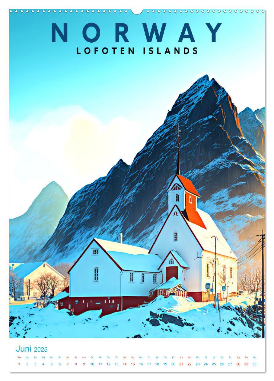 Bild: 9783435885022 | Lofoten - Old School Poster Style (Wandkalender 2025 DIN A2 hoch),...