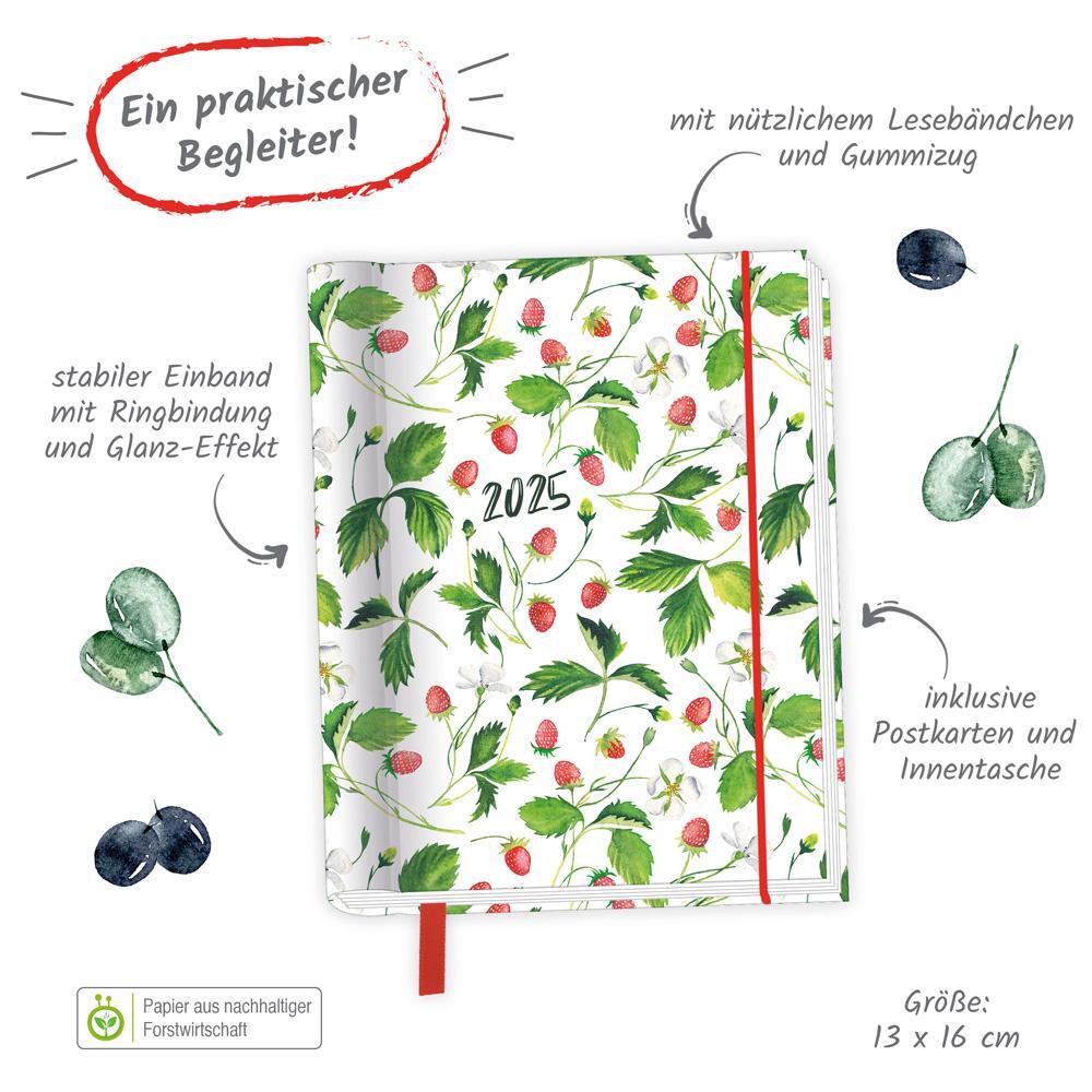 Bild: 4251901507273 | Trötsch Taschenkalender A6 Wire-O Motiv Früchte 2025 mit Postkarten