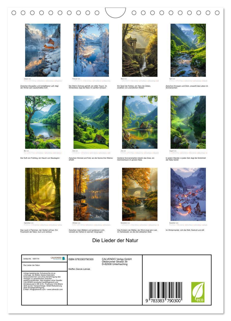 Bild: 9783383790300 | Die Lieder der Natur (Wandkalender 2025 DIN A4 hoch), CALVENDO...