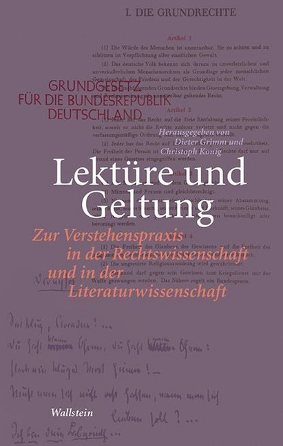 Cover: 9783835338289 | Lektüre und Geltung | Dieter Grimm (u. a.) | Buch | 272 S. | Deutsch