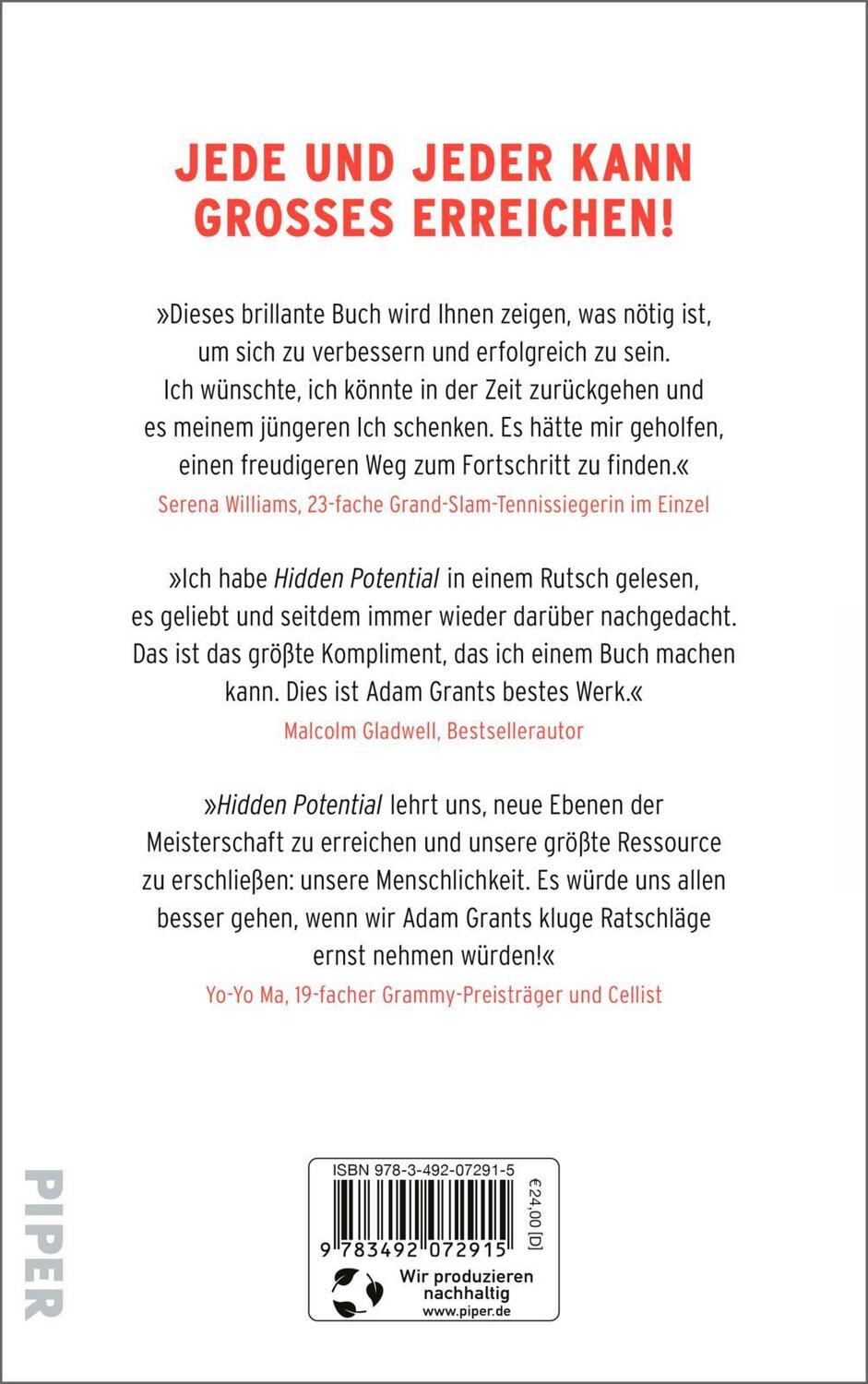 Rückseite: 9783492072915 | Hidden Potential - Die Wissenschaft des Erfolgs | Adam Grant | Buch