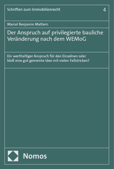 Cover: 9783756016563 | Der Anspruch auf privilegierte bauliche Veränderung nach dem WEMoG