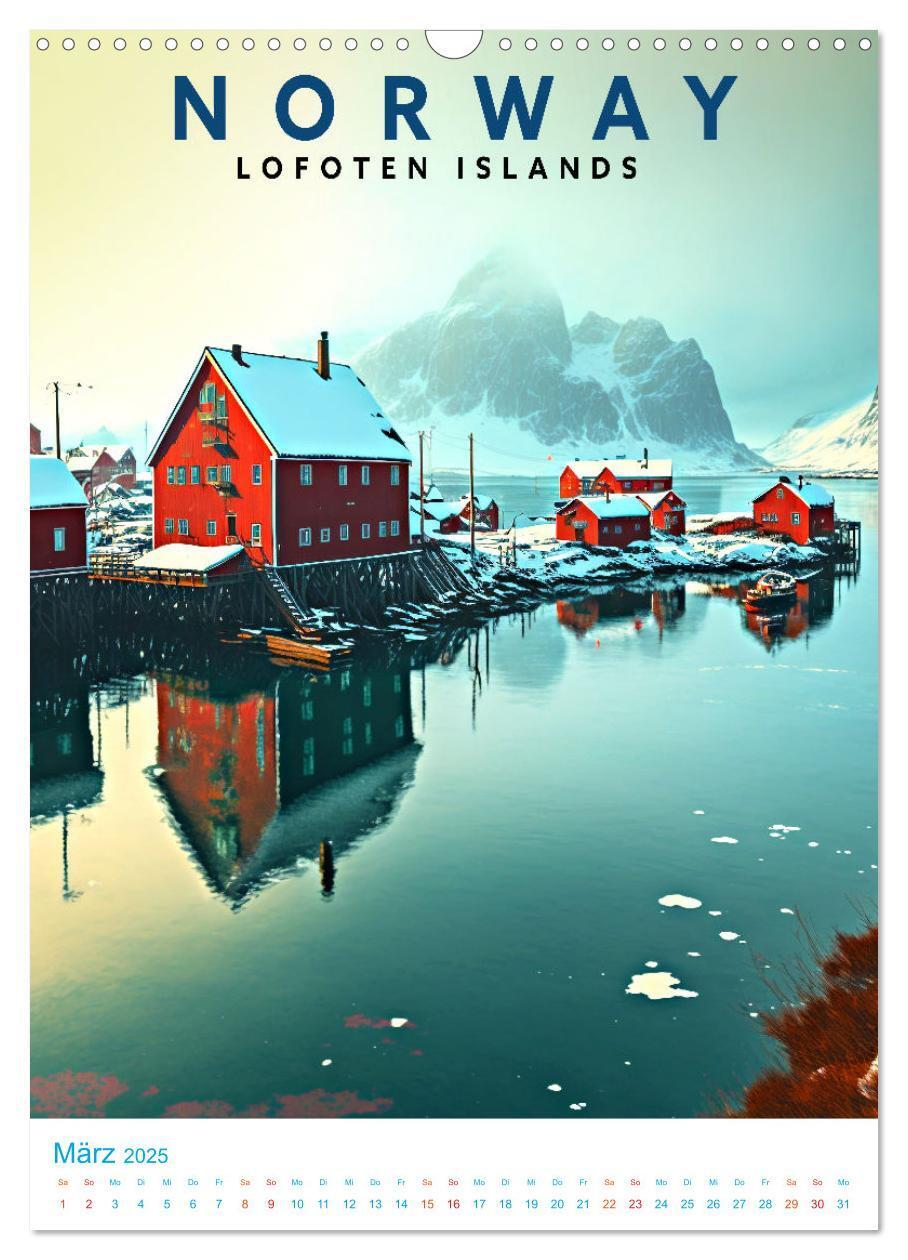 Bild: 9783435885428 | Lofoten - Old School Poster Style (Wandkalender 2025 DIN A3 hoch),...