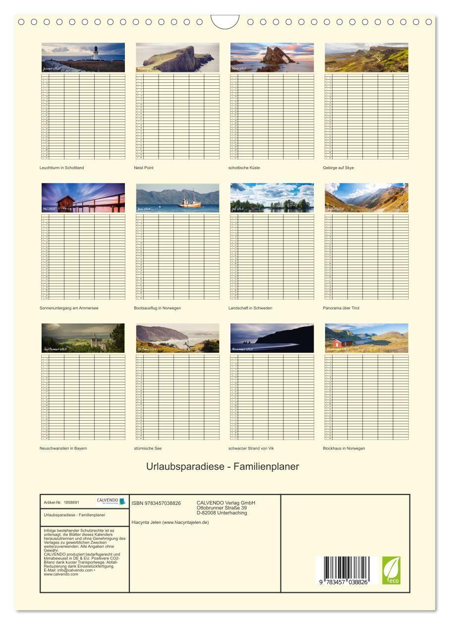 Bild: 9783457038826 | Urlaubsparadiese - Familienplaner (Wandkalender 2025 DIN A3 hoch),...