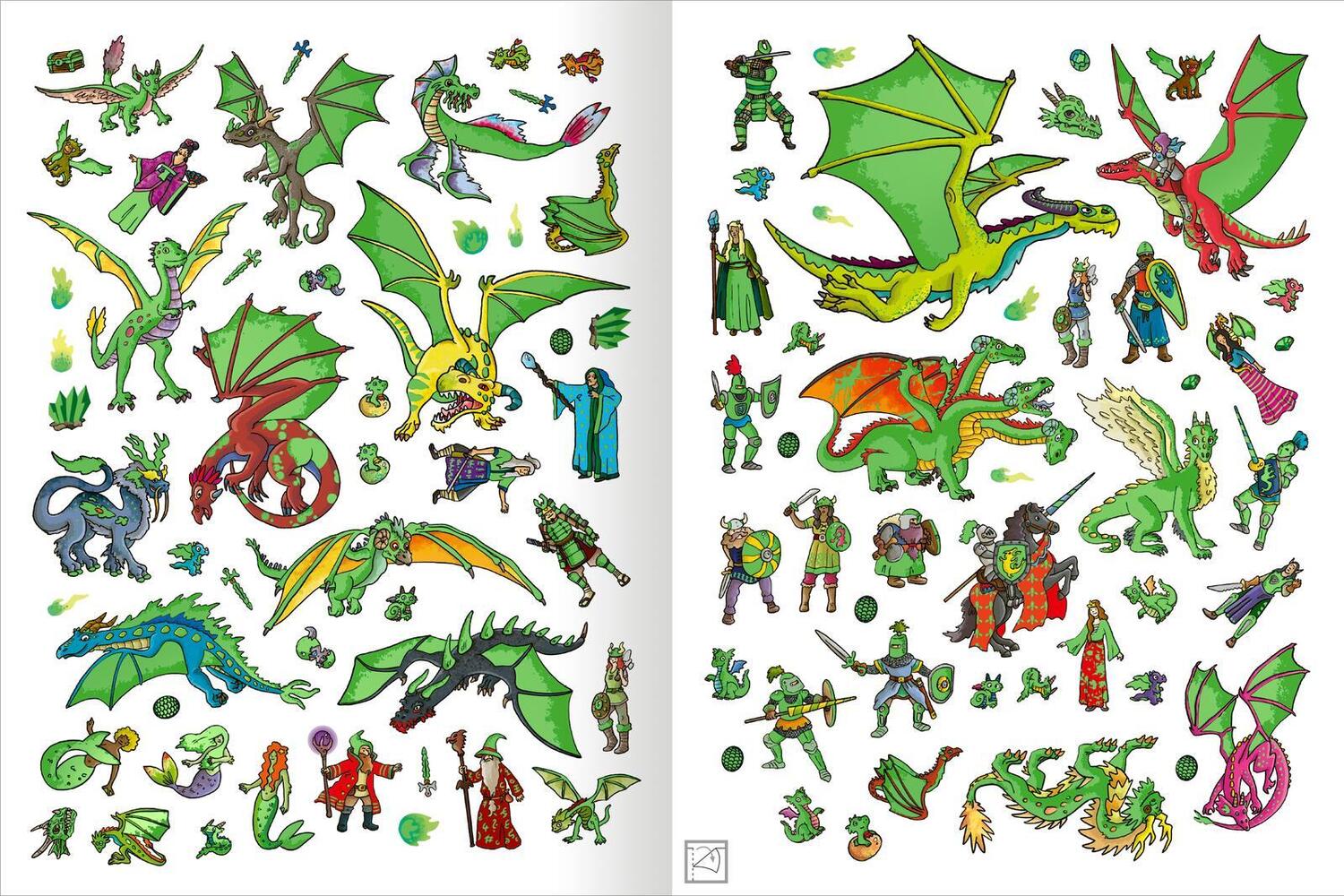 Bild: 9783845859910 | Das Metallic-Stickerbuch - Drachen | Über 300 Metallic-Sticker | Buch