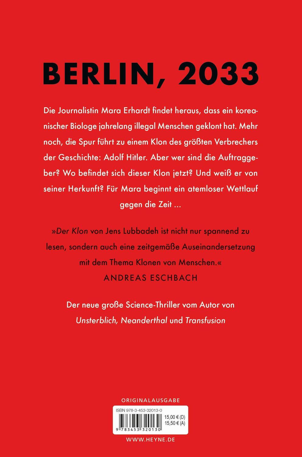 Bild: 9783453320130 | Der Klon | Roman | Jens Lubbadeh | Taschenbuch | Deutsch | 2022