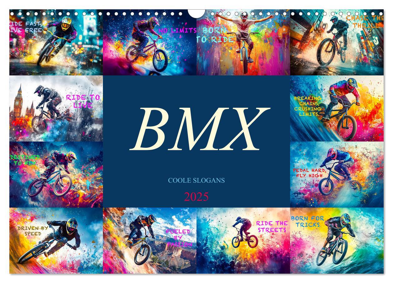 Cover: 9783457184851 | BMX - Coole Slogans (Wandkalender 2025 DIN A3 quer), CALVENDO...