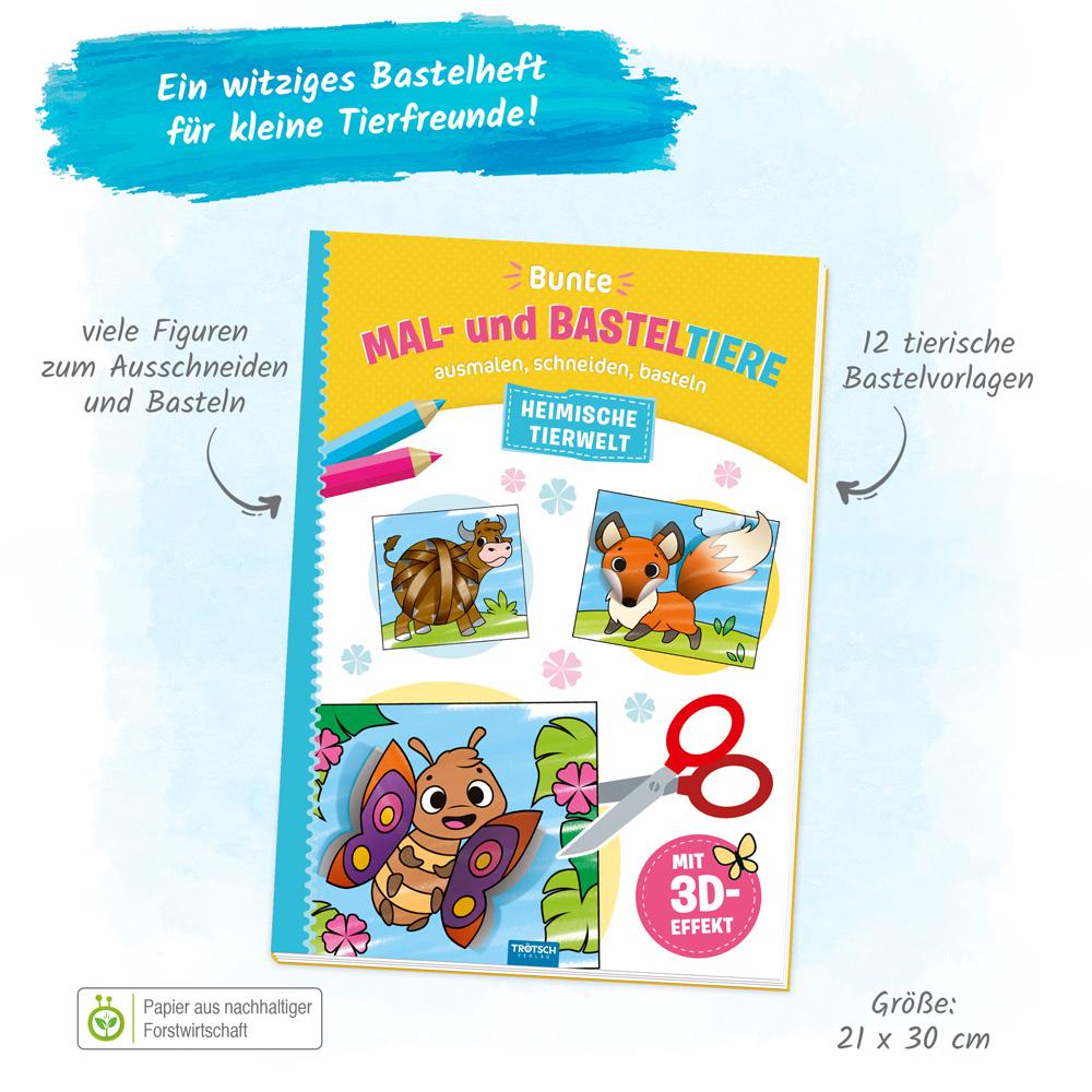 Bild: 9783988021328 | Trötsch Malbuch Bastelbuch Bunte Mal- und Basteltiere Heimische...