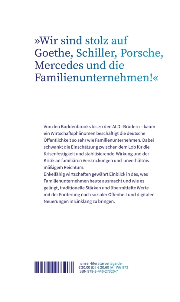 Bild: 9783446273207 | Enkelfähig wirtschaften | Familienunternehmen in Deutschland | Buch