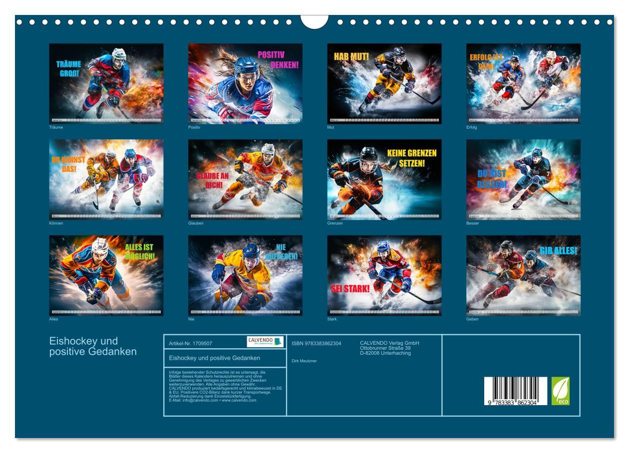 Bild: 9783383862304 | Eishockey und positive Gedanken (Wandkalender 2025 DIN A3 quer),...