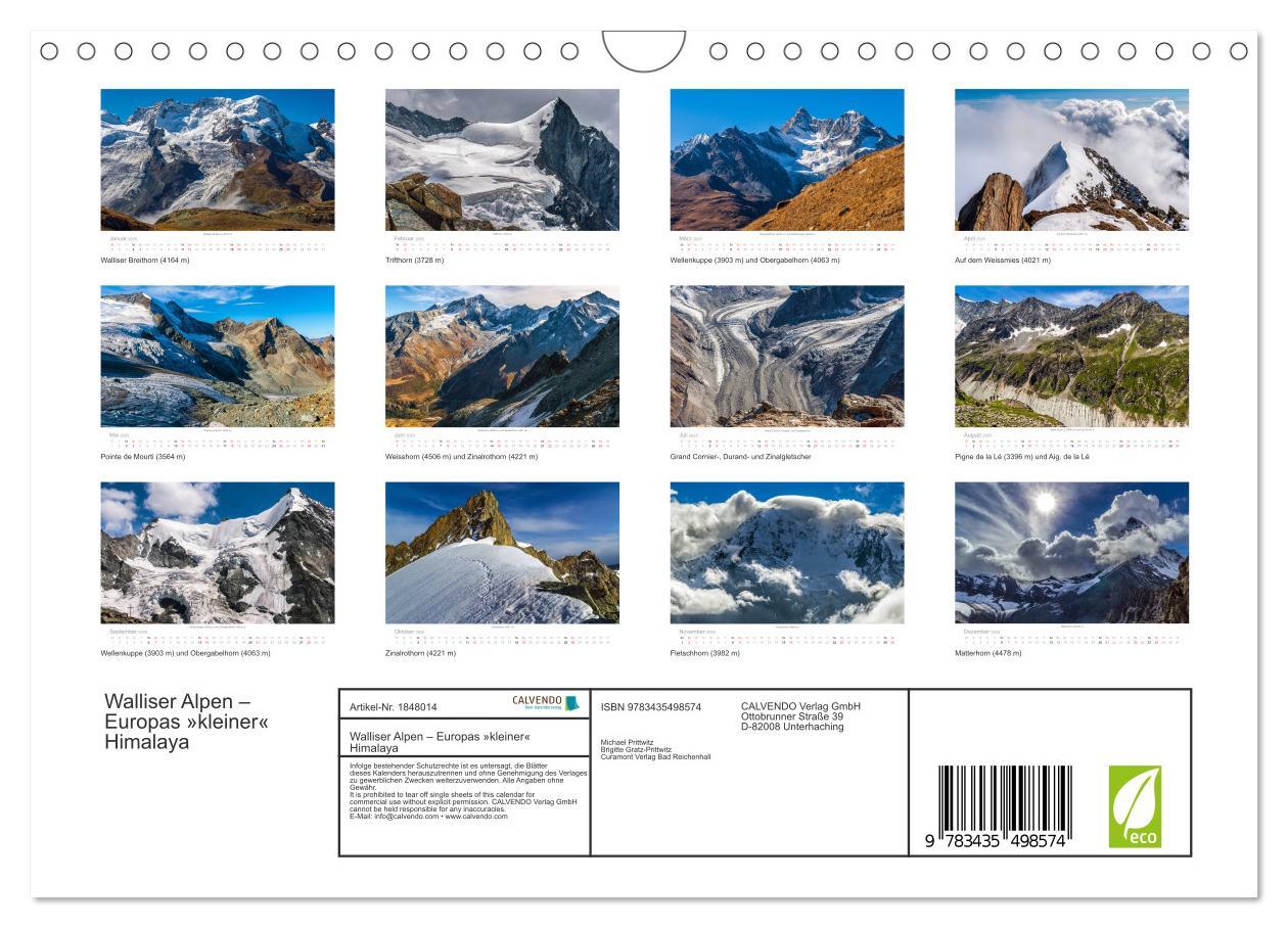 Bild: 9783435498574 | Walliser Alpen ¿ Europas »kleiner« Himalaya (Wandkalender 2025 DIN...