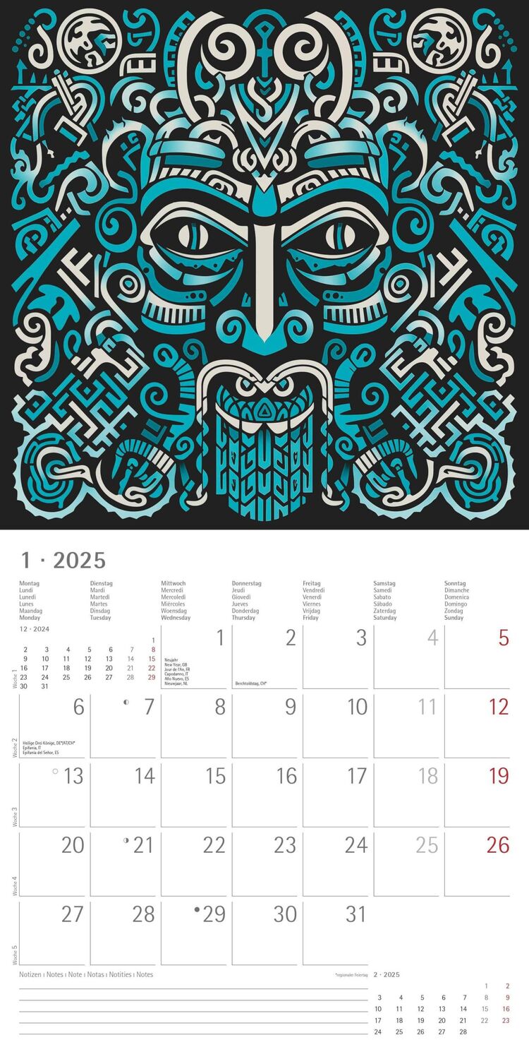 Bild: 4251732344344 | Tribal Art 2025 - Broschürenkalender 30x30 cm (30x60 geöffnet) -...