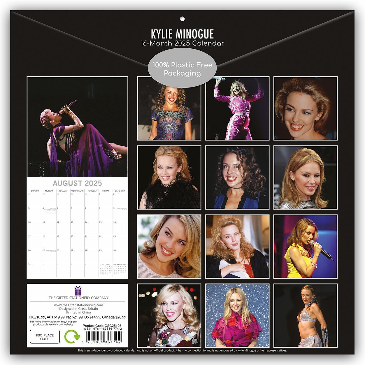 Rückseite: 9781835367742 | Kylie Minogue 2025 - 16-Monatskalender | The Gifted | Kalender | 14 S.