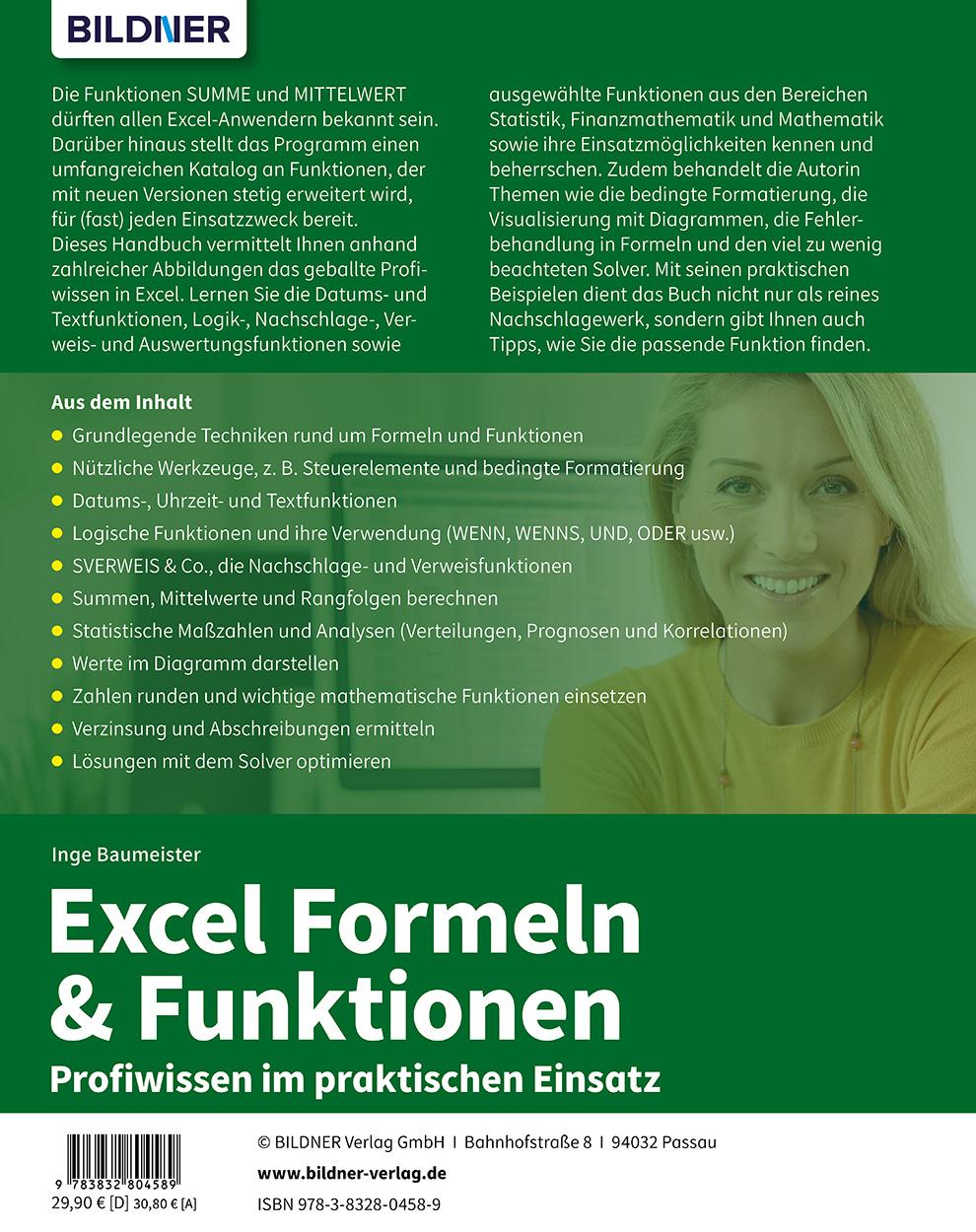 Rückseite: 9783832804589 | Excel Formeln und Funktionen: Profiwissen im praktischen Einsatz