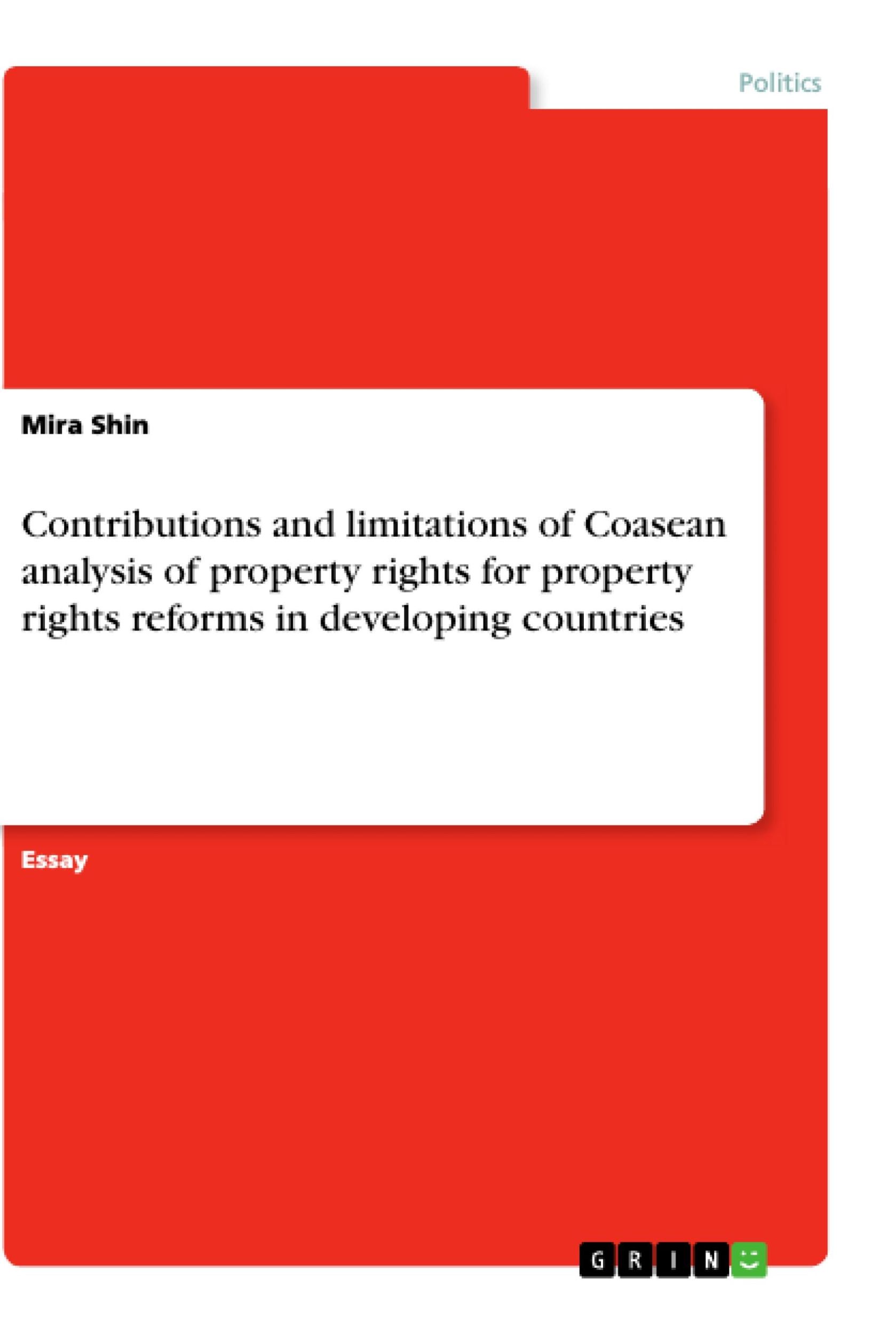 Cover: 9783668869622 | Contributions and limitations of Coasean analysis of property...