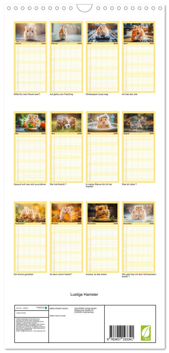 Bild: 9783457193341 | Familienplaner 2025 - Lustige Hamster mit 5 Spalten (Wandkalender,...