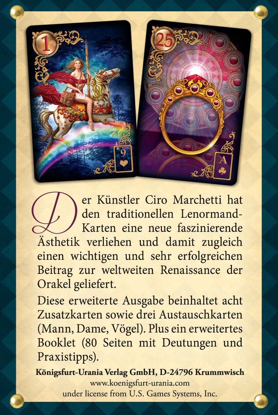 Rückseite: 4250375102304 | Gilded Reverie Lenormand | Mit Zusatzkarten und Booklet | Marchetti