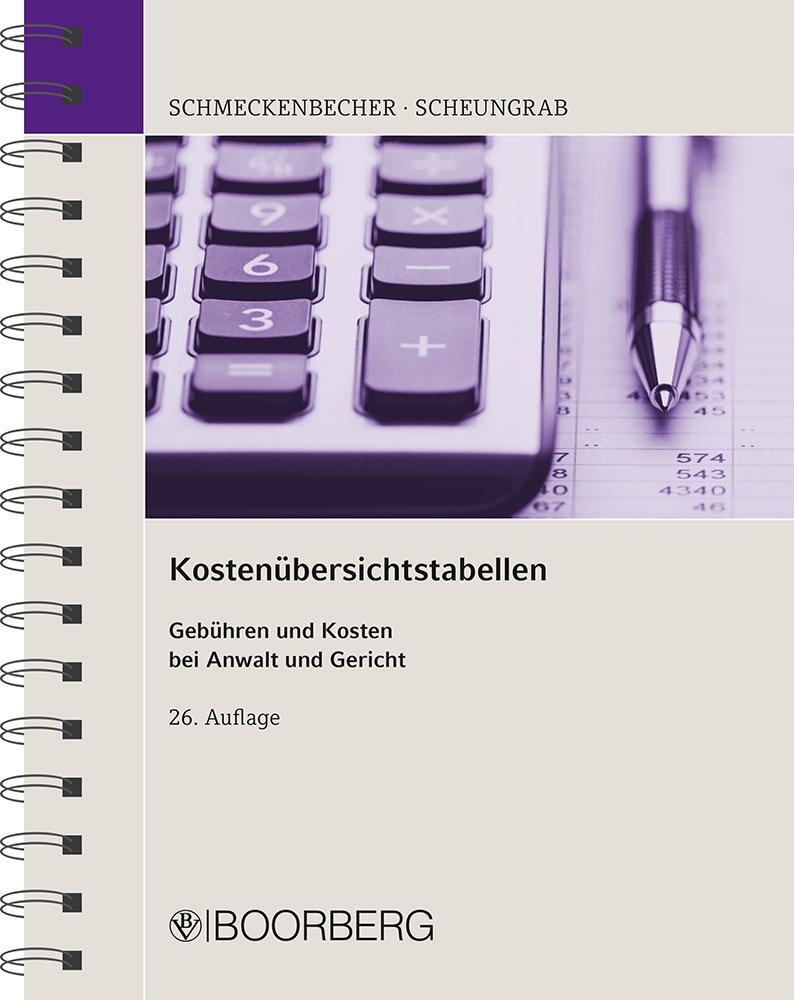 Cover: 9783415069633 | Kostenübersichtstabellen | Gebühren und Kosten bei Anwalt und Gericht