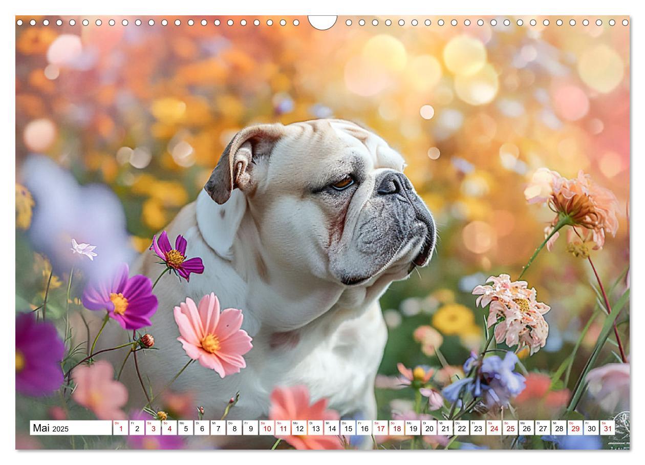 Bild: 9783383808067 | Englische Bulldoggen im Blütenmeer (Wandkalender 2025 DIN A3 quer),...