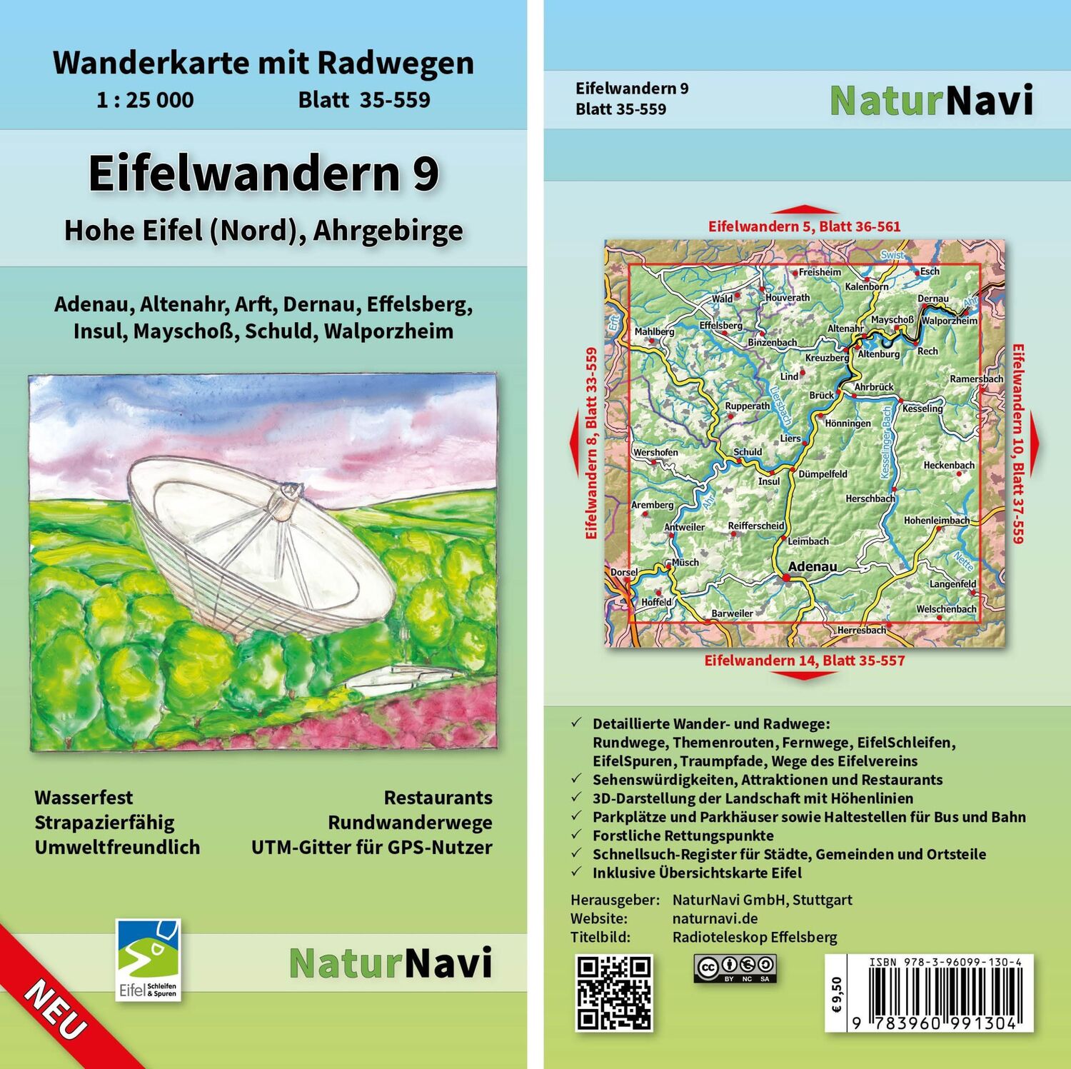 Cover: 9783960991304 | Eifelwandern 9 - Hohe Eifel (Nord), Ahrgebirge 1 : 25 000 | NaturNavi