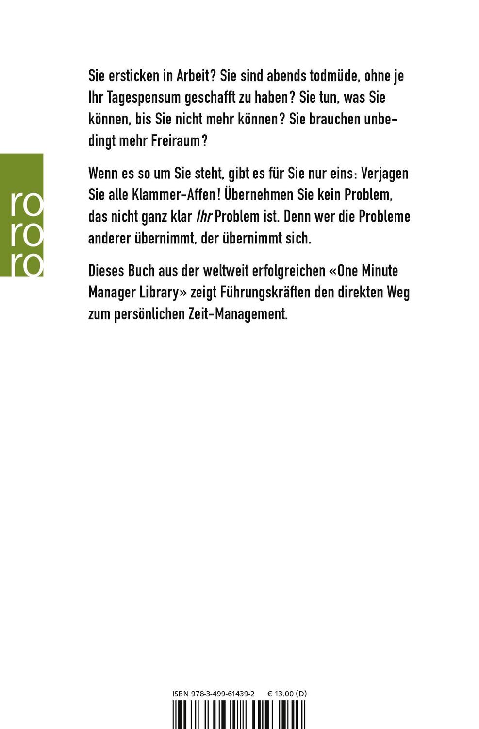 Rückseite: 9783499614392 | Der Minuten-Manager und der Klammer-Affe | Kenneth Blanchard (u. a.)