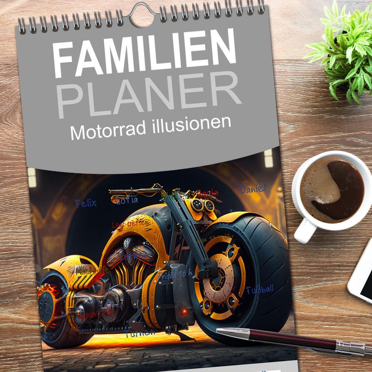 Bild: 9783457093221 | Familienplaner 2025 - Motorrad illusionen mit 5 Spalten...