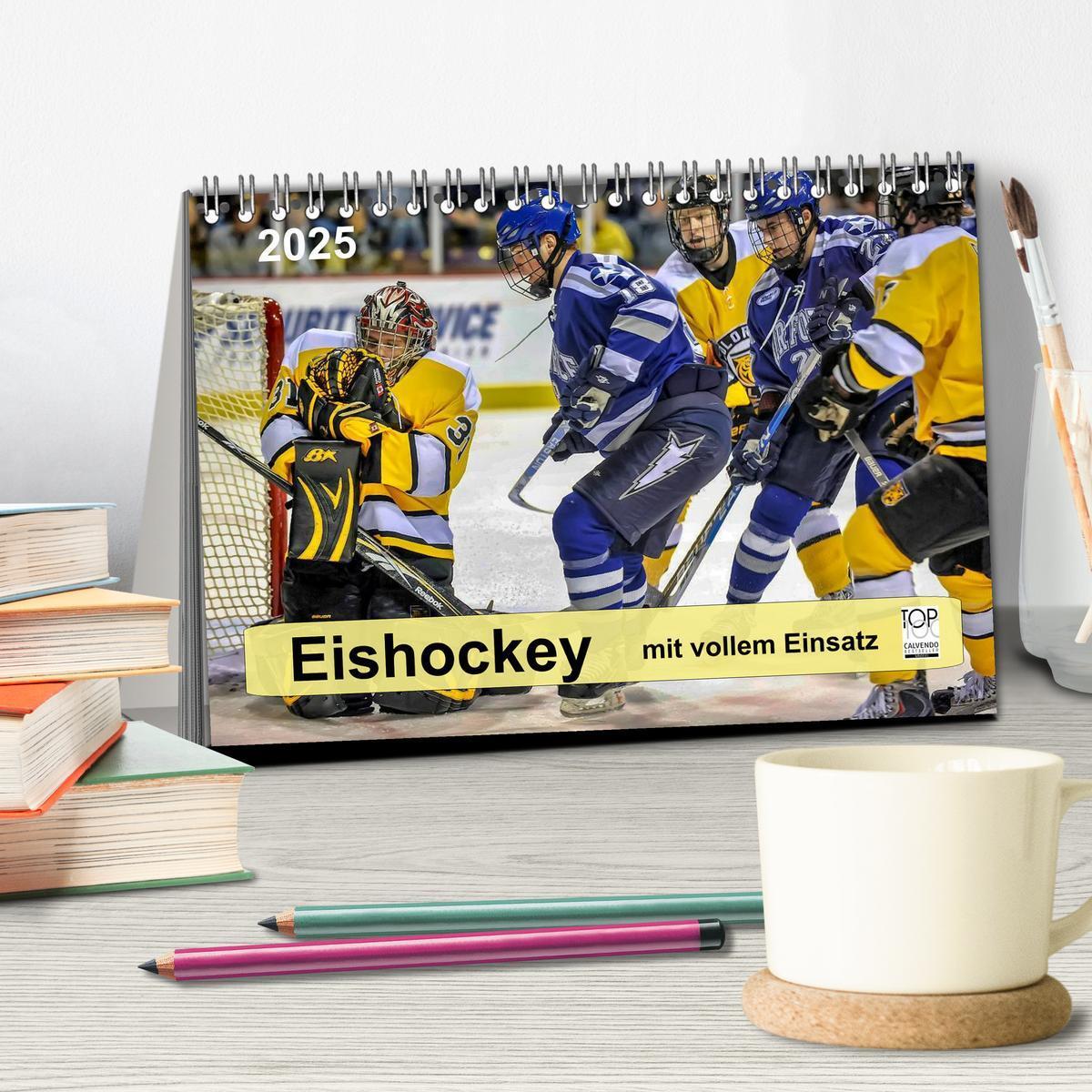 Bild: 9783435595464 | Mit vollem Einsatz - Eishockey (Tischkalender 2025 DIN A5 quer),...