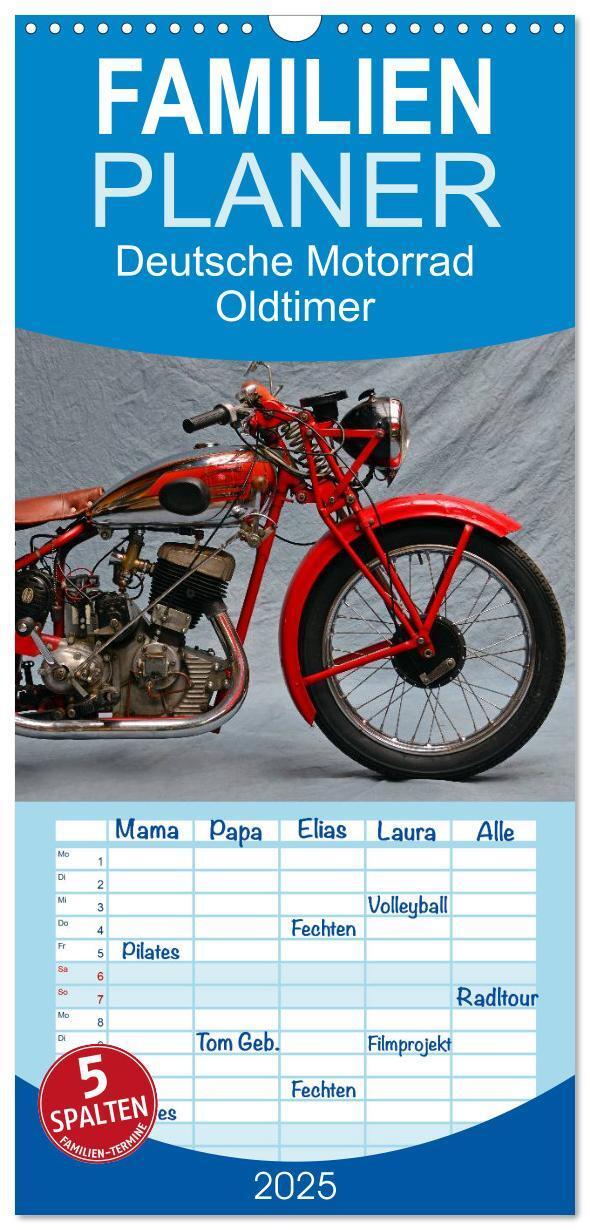 Cover: 9783457119020 | Familienplaner 2025 - Deutsche Motorrad Oldtimer mit 5 Spalten...