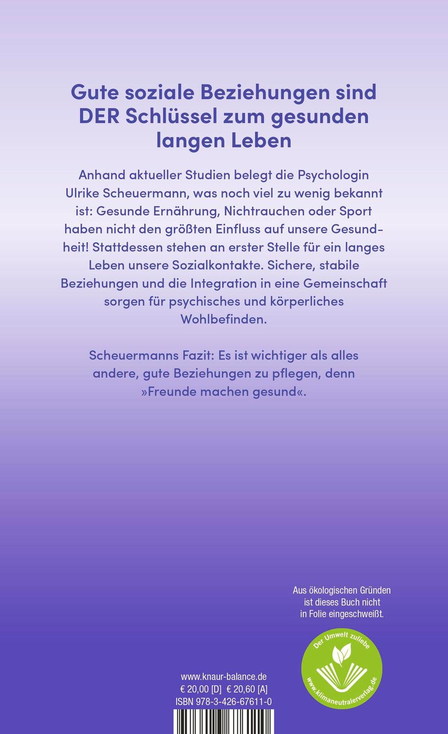 Rückseite: 9783426676110 | Freunde machen gesund | Ulrike Scheuermann | Buch | 288 S. | Deutsch