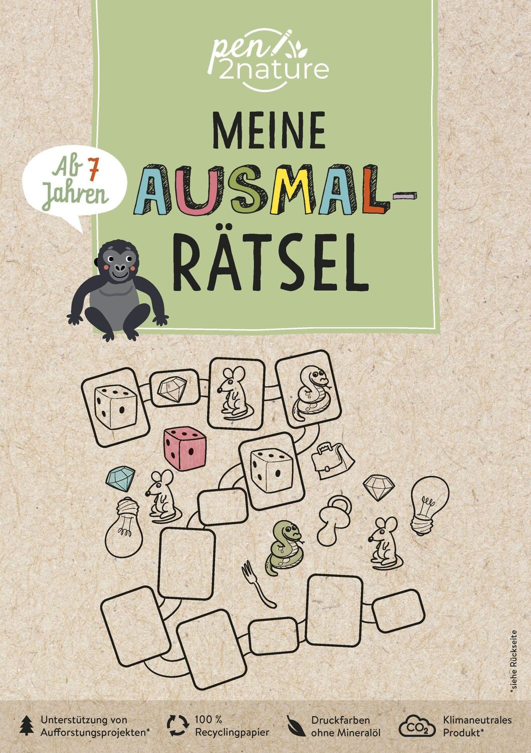 Cover: 9783987640063 | Meine Ausmal-Rätsel. Nachhaltiger Rätsel- und Malspaß für Kinder ab...