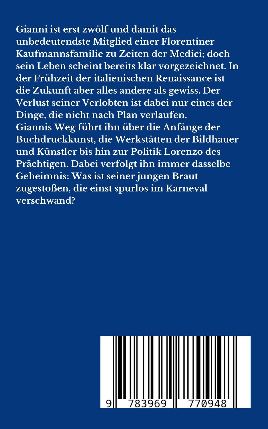 Rückseite: 9783969770948 | Die Masken von Florenz | Ein Renaissanceroman zur Zeit der Medici