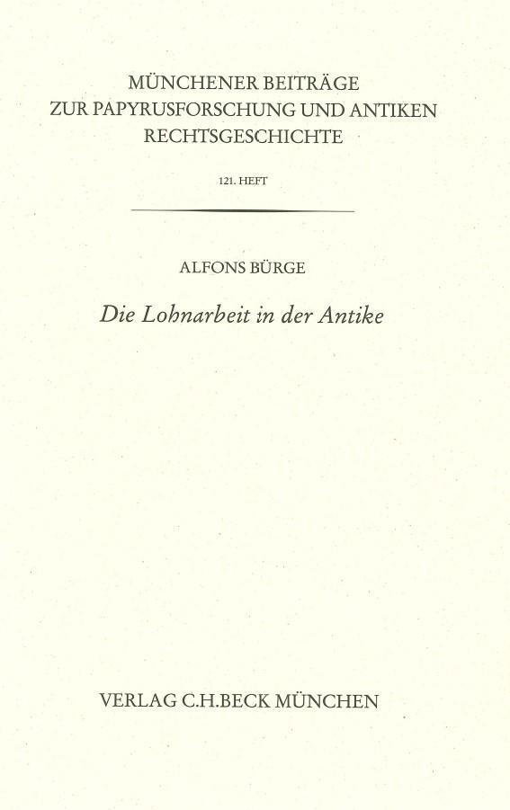 Cover: 9783406801525 | Die Lohnarbeit in der Antike | Alfons Bürge | Taschenbuch | broschiert