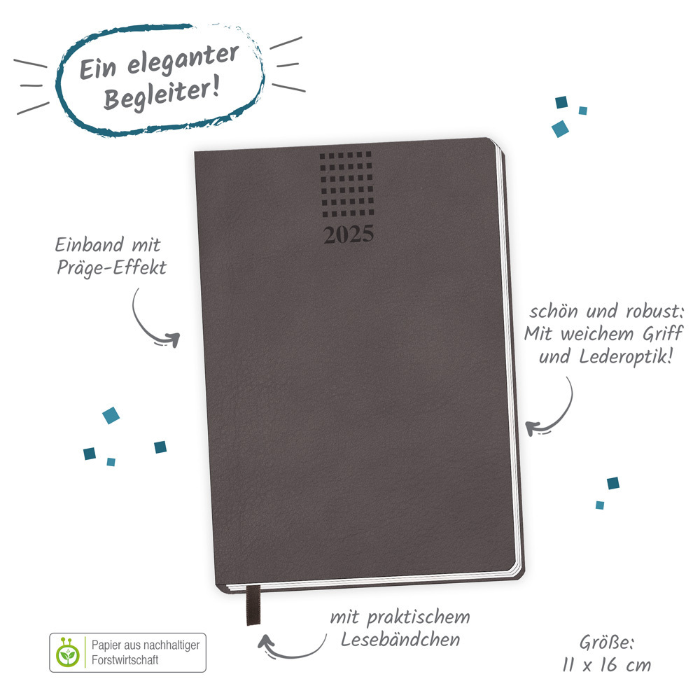 Bild: 4251901506856 | Trötsch Taschenkalender A6 Soft Touch Anthrazit 2025 | Co.KG | 136 S.